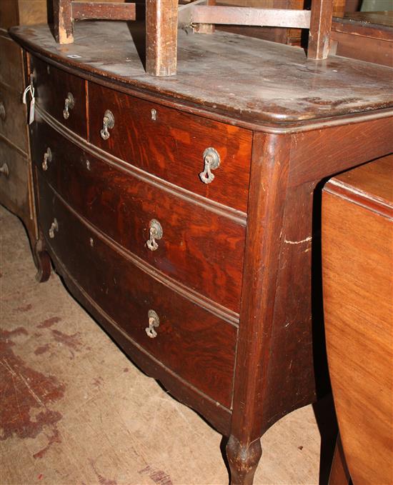 Oak five-drawer bow-fronted chest